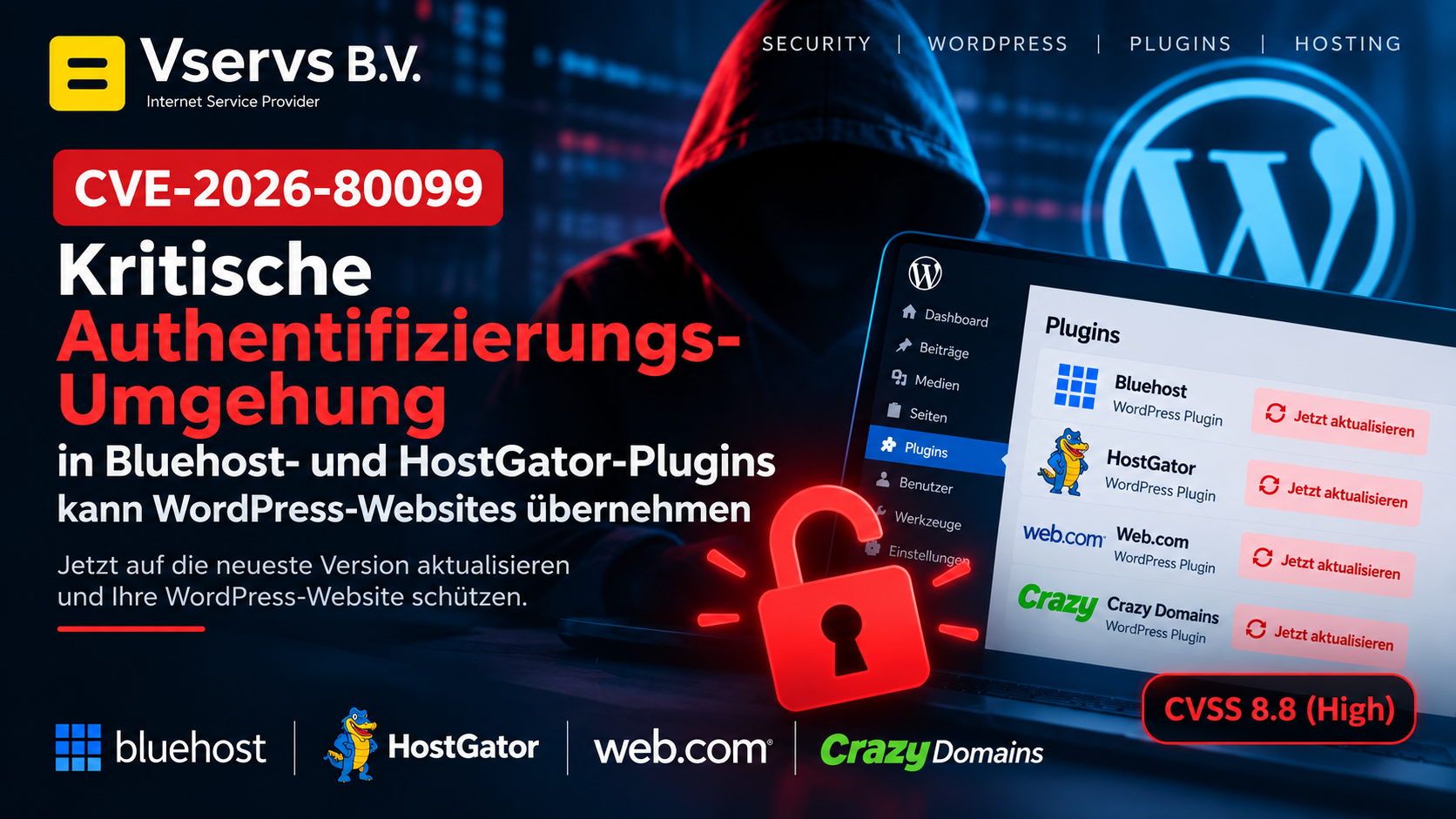 Kritische Authentifizierungs-Umgehung CVE-2026-80099 in Bluehost- und HostGator-Plugins kann zur Übernahme von WordPress-Websites führen