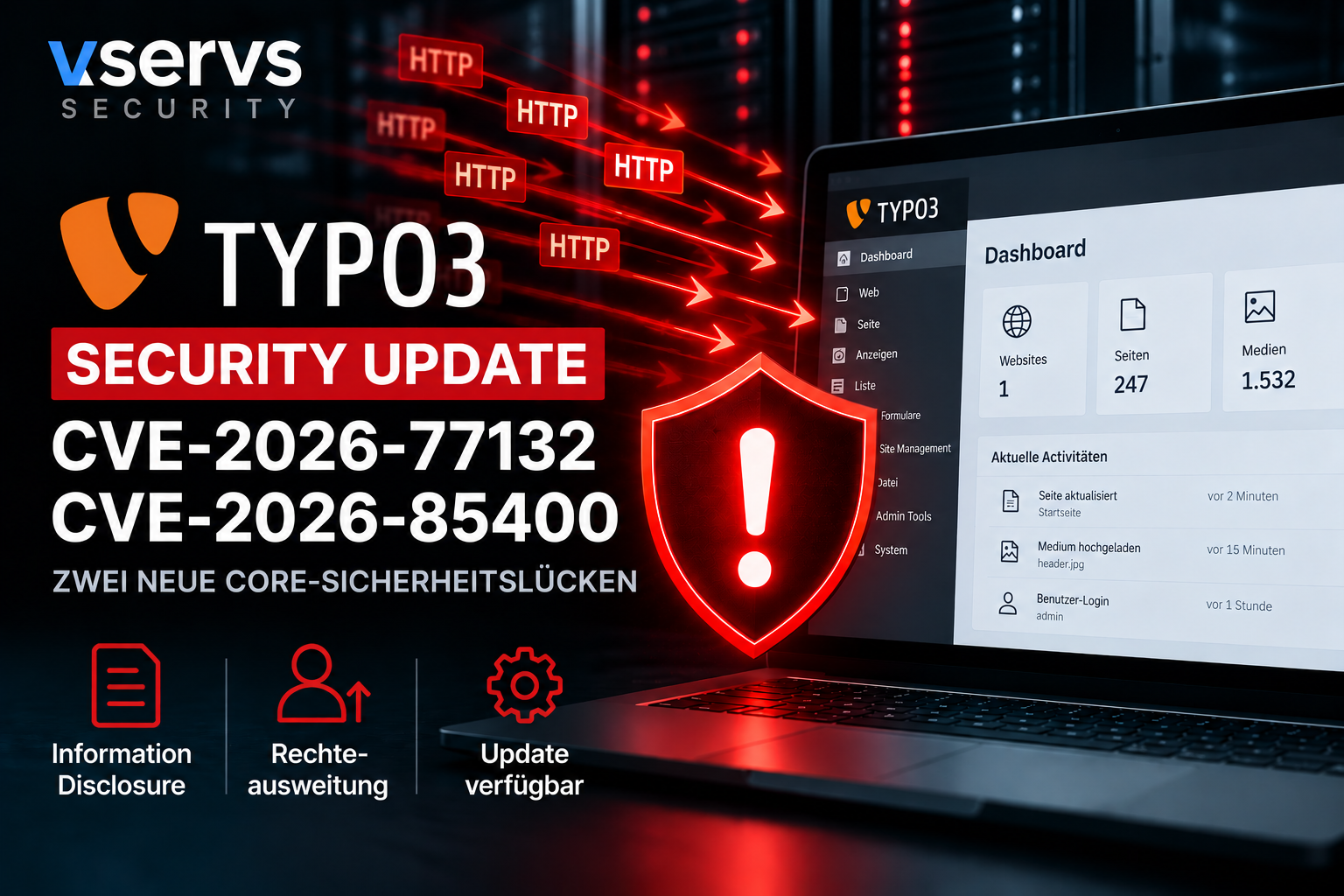 TYPO3 Security Update CVE-2026-77132 und CVE-2026-85400