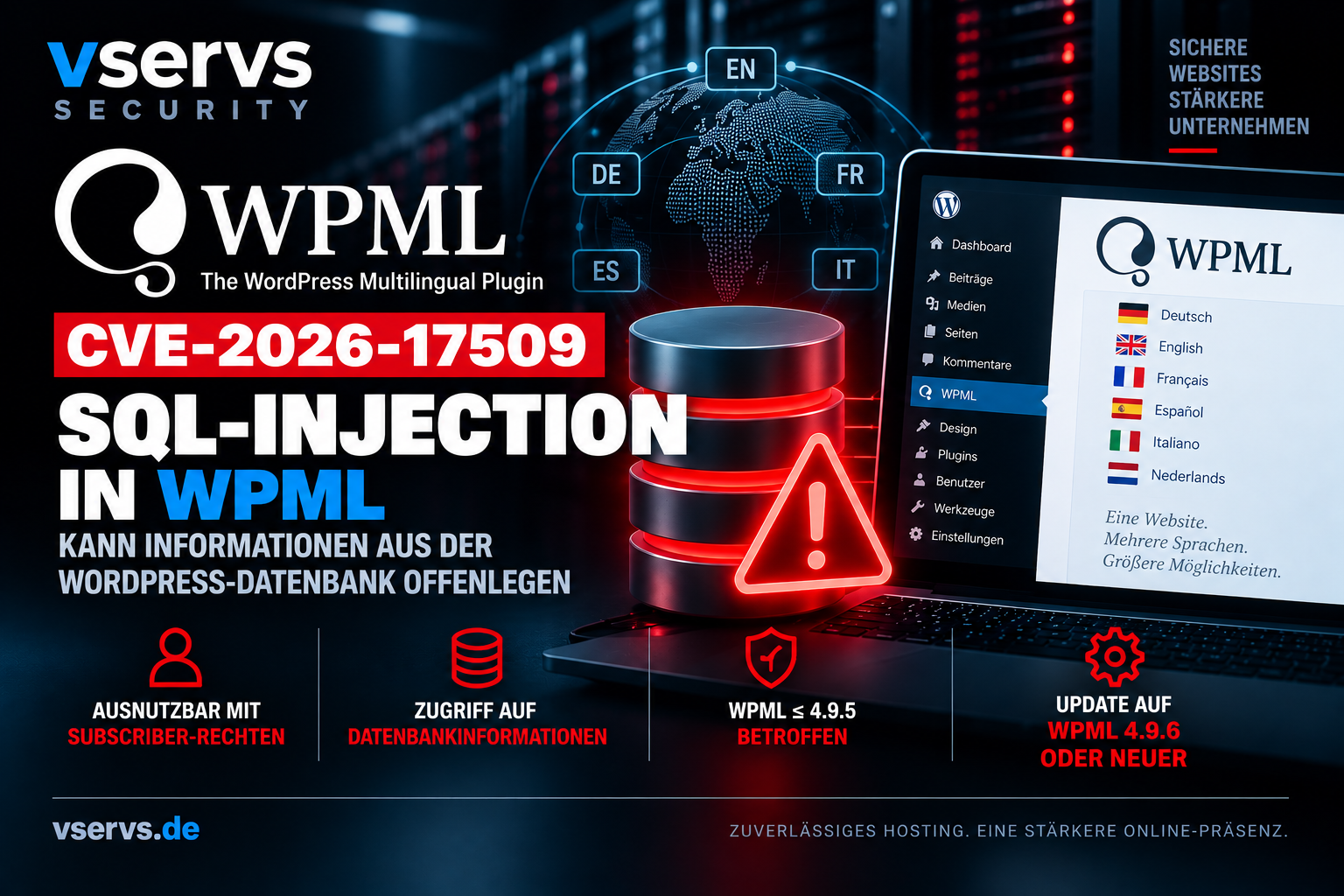 WPML Sicherheitslücke CVE-2026-17509 SQL-Injection WordPress-Datenbank