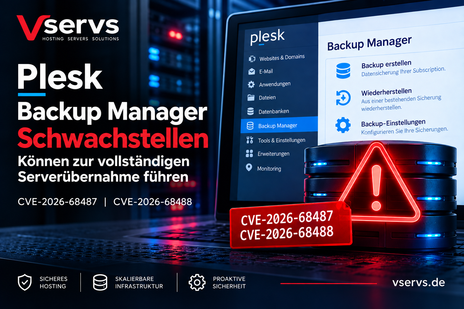 Kritische Plesk Backup Manager-Schwachstellen CVE-2026-68487 und CVE-2026-68488 können zur vollständigen Serverübernahme führen