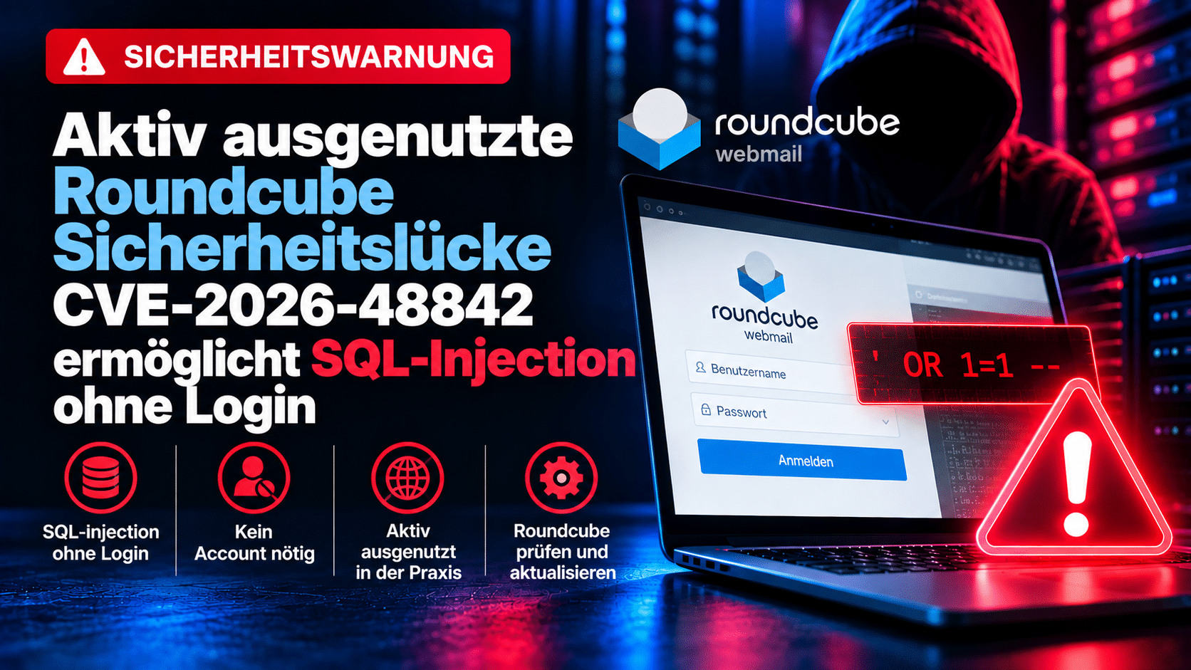 Aktiv ausgenutzte Roundcube Sicherheitslücke CVE-2026-48842 ermöglicht SQL-Injection ohne Login