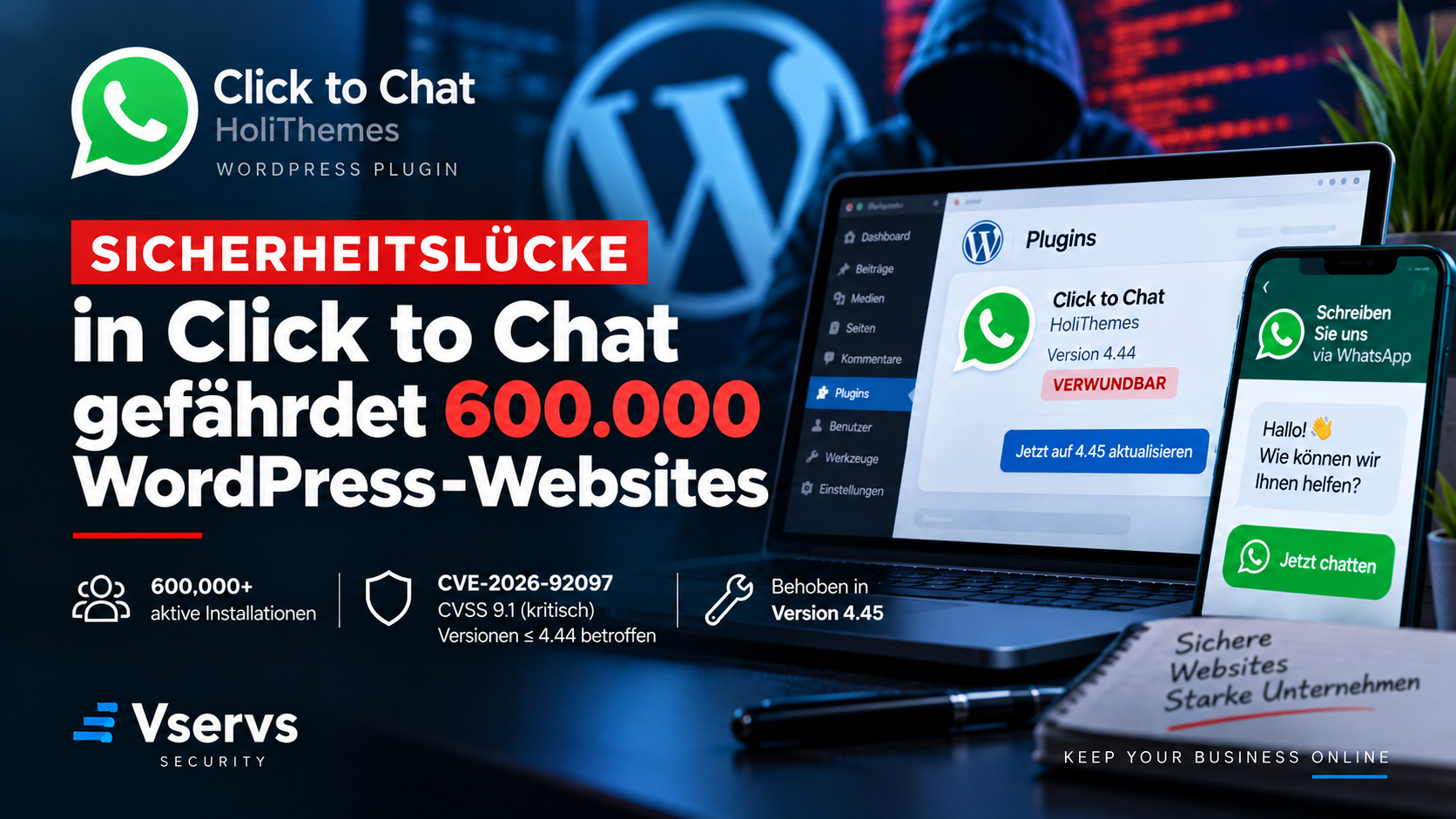 Click to Chat CVE-2026-92097 – Sicherheitslücke im WordPress-Plugin mit über 600.000 Installationen und möglicher unautorisierter Shortcode-Ausführung